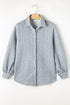 Cable Texture Button Front Puff Sleeve Shacket